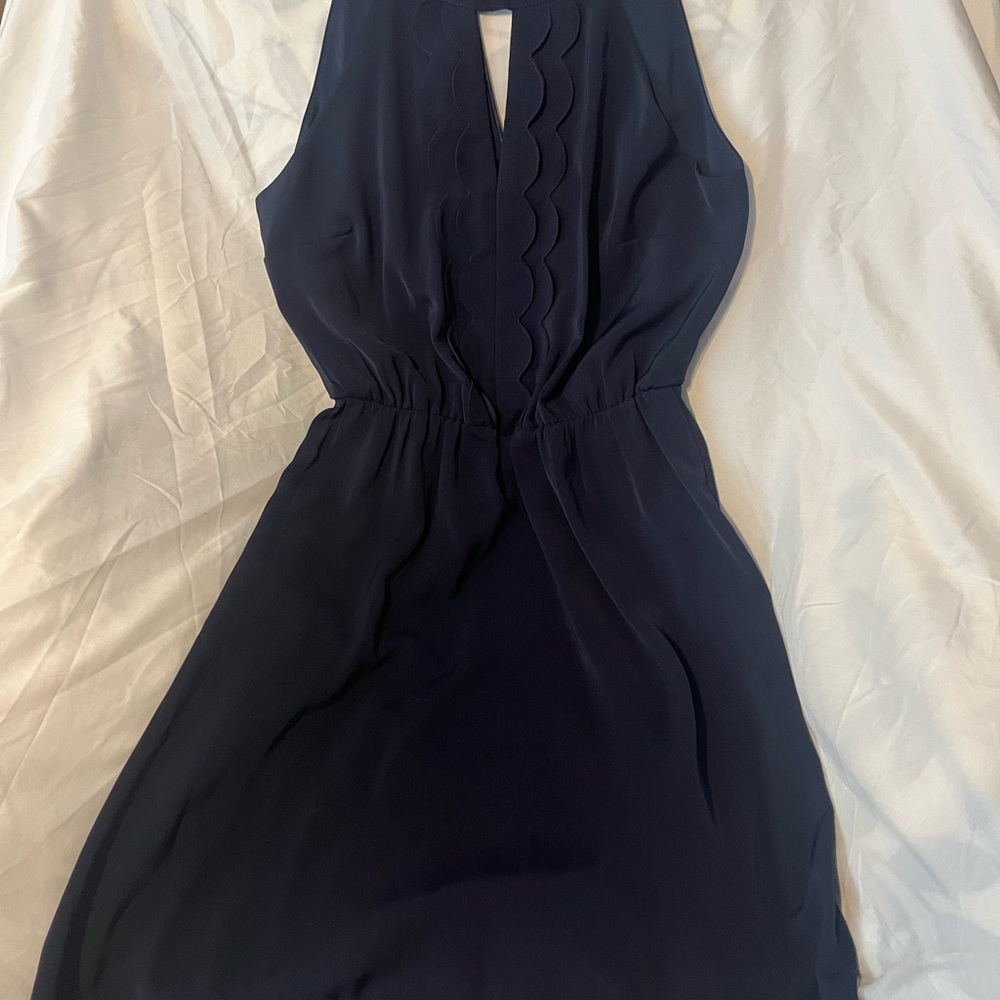 Brixon Ivy Navy Scalloped Dress